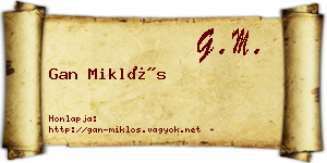 Gan Miklós névjegykártya